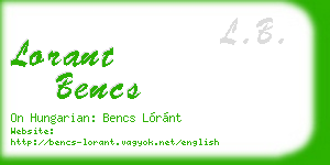 lorant bencs business card