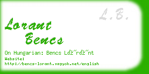 lorant bencs business card